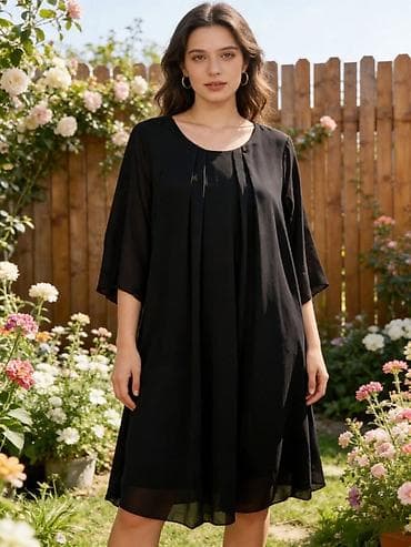 💫Elegantna crna haljina od laganog, providnog šifona sa postavom. Kroj na lalafo.rs — 2 💫Elegantna crna haljina od laganog, providnog šifona sa postavom. Kroj — 2