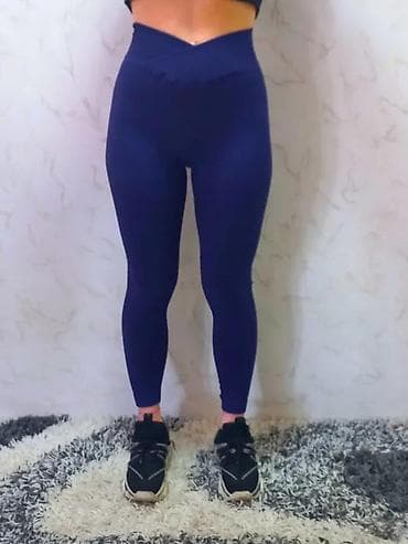 Leggings, Bike shorts: Ženske sportske helanke – tamnoplave - Visok struk sa V-preklop at lalafo.rs — 2 Leggings, Bike shorts: Ženske sportske helanke – tamnoplave - Visok struk sa V-preklop — 2