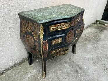 Antique Dressers: Stara stilska Boulle trbušasta komoda sa mermerom Stara stilska Boulle at lalafo.rs — 1 Antique Dressers: Stara stilska Boulle trbušasta komoda sa mermerom Stara stilska Boulle — 1