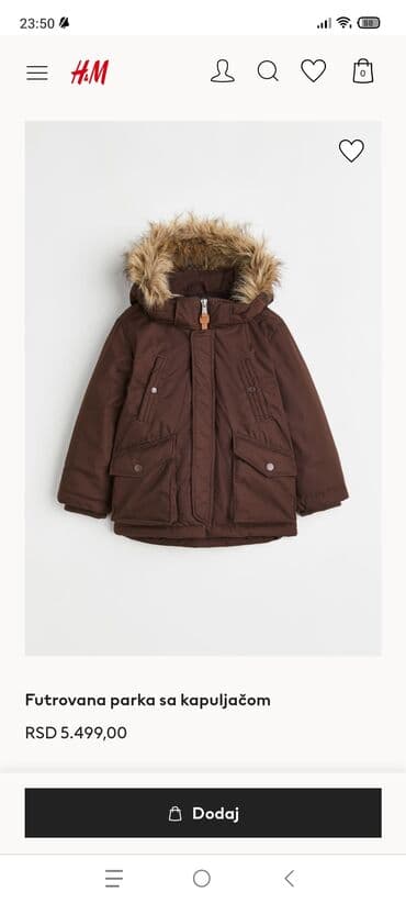 Jakne, kaputi i prsluci: H&M, Parka, 128-134 na lalafo.rs Jakne, kaputi i prsluci: H&M, Parka, 128-134