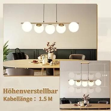 Viseća lampa za trpezariju/kuhinju – 5 sfera - Dizajn: moderna na lalafo.rs — 2 Viseća lampa za trpezariju/kuhinju – 5 sfera - Dizajn: moderna — 2