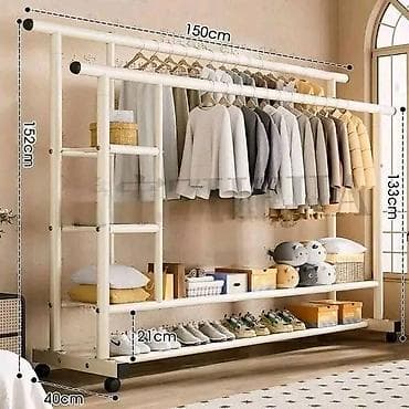 Veliki pokretni stalak/organizer za odeću sa policama - Dimenzije na lalafo.rs — 1 Veliki pokretni stalak/organizer za odeću sa policama - Dimenzije — 1