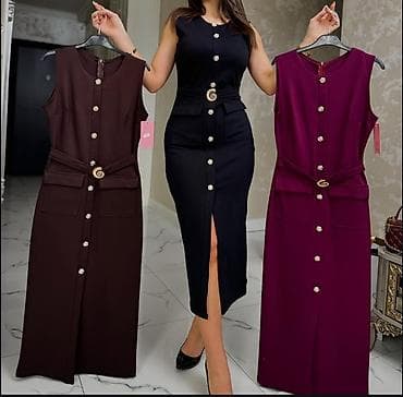 Women's Clothing: Samo bordo.Elegantna midi haljina bez rukava sa ukrasnim dugmadima i at lalafo.rs — 1 Women's Clothing: Samo bordo.Elegantna midi haljina bez rukava sa ukrasnim dugmadima i — 1