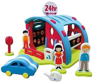 Drvena igračka – set “24h kiosk/stanica” sa automobilom i figuricama na lalafo.rs Drvena igračka – set “24h kiosk/stanica” sa automobilom i figuricama