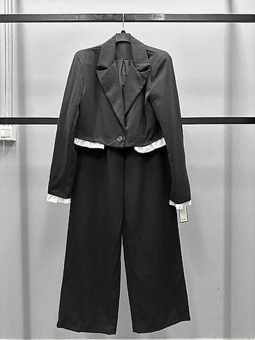 pantalone gina benotti: 💫Ženski komplet – kratki sako i široke pantalone - Boja: crna sa na lalafo.rs — 1 pantalone gina benotti: 💫Ženski komplet – kratki sako i široke pantalone - Boja: crna sa — 1