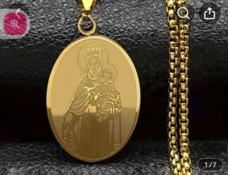 Lanac sa velikim priveskom sa Bogorodicom Hirurski celik nemenja boju na lalafo.rs Lanac sa velikim priveskom sa Bogorodicom Hirurski celik nemenja boju