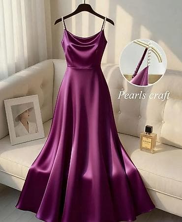 eko koza sa: Saten haljina na bretele sa biserima - Model: duga, lepršava A-kroja at lalafo.rs — 3 eko koza sa: Saten haljina na bretele sa biserima - Model: duga, lepršava A-kroja — 3