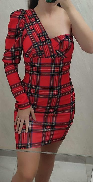 Personal Items: Crvena mini haljina sa karo (tartan) šarom, asimetričnog kroja: - at lalafo.rs — 2 Personal Items: Crvena mini haljina sa karo (tartan) šarom, asimetričnog kroja: - — 2