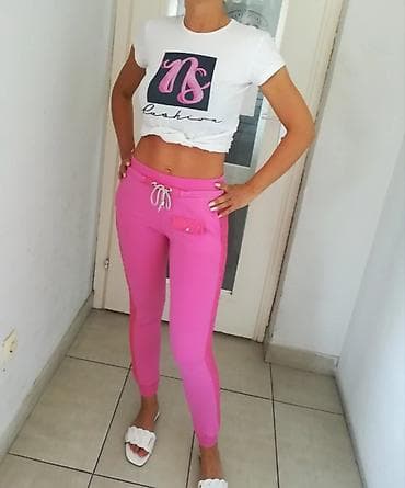 Roze sportske pantalone sa elastičnim strukom i pertlama za vezivanje na lalafo.rs — 4 Roze sportske pantalone sa elastičnim strukom i pertlama za vezivanje — 4