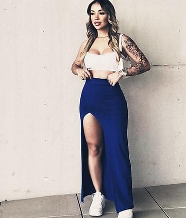 Suknja duga dubok pojas sa slicem. Kraljevsko plava,svetlo na lalafo.rs Suknja duga dubok pojas sa slicem. Kraljevsko plava,svetlo