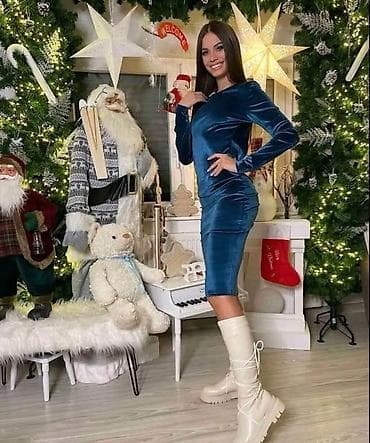 Baršunasta uska haljina sa dugim rukavima - Materijal: mekani baršun na lalafo.rs — 3 Baršunasta uska haljina sa dugim rukavima - Materijal: mekani baršun — 3
