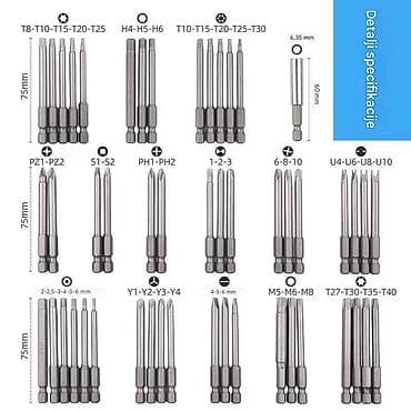 Set dugih bit nastavaka za odvijač – 40 delova u koferu - Materijal na lalafo.rs — 4 Set dugih bit nastavaka za odvijač – 40 delova u koferu - Materijal — 4