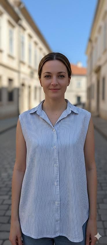 Ženska bezrukavna košulja na pruge - Model: bez rukava, klasičan na lalafo.rs Ženska bezrukavna košulja na pruge - Model: bez rukava, klasičan