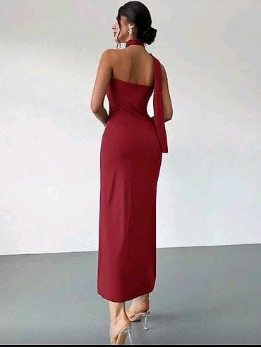 Elegantna haljina boje vina – midi dužina - Kroj: pripijena silueta na lalafo.rs — 2 Elegantna haljina boje vina – midi dužina - Kroj: pripijena silueta — 2