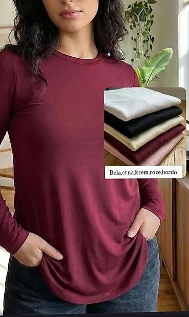 Ženska basic majica dugih rukava - Model: klasičan kružni izrez, dugi na lalafo.rs — 2 Ženska basic majica dugih rukava - Model: klasičan kružni izrez, dugi — 2