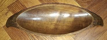 Ručna drvena dekorativna posuda – izdužen, čunak oblik sa integrisanim at lalafo.rs — 1 Ručna drvena dekorativna posuda – izdužen, čunak oblik sa integrisanim — 1