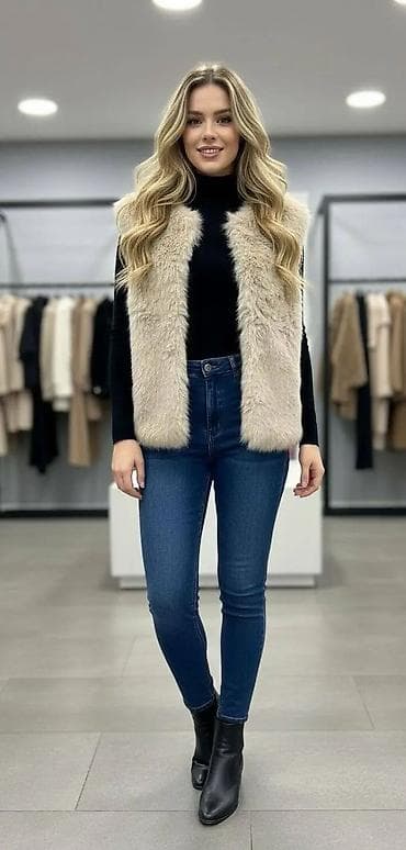 Ženski prsluk od veštačkog krzna – bez rukava, ravnog kroja, mekane i na lalafo.rs Ženski prsluk od veštačkog krzna – bez rukava, ravnog kroja, mekane i