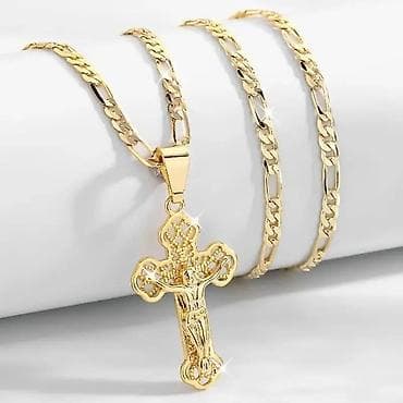 sako laneni: Zlatna muška ogrlica sa priveskom krsta ik - Materijal: metal u at lalafo.rs — 2 sako laneni: Zlatna muška ogrlica sa priveskom krsta ik - Materijal: metal u — 2