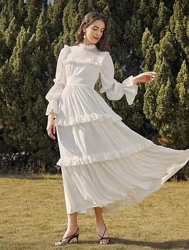 Romantična duga bela haljina sa volanima - Kroj: maksi dužina na lalafo.rs — 1 Romantična duga bela haljina sa volanima - Kroj: maksi dužina — 1