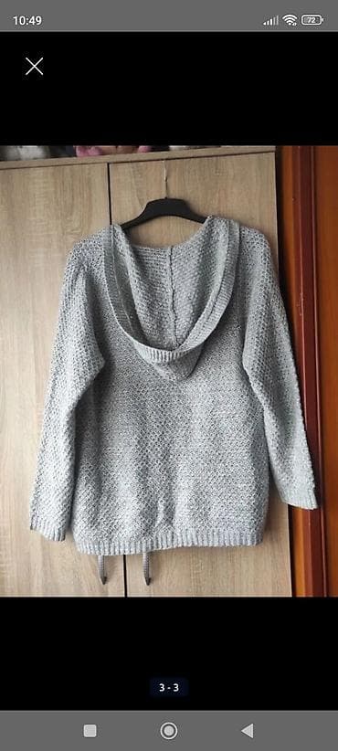 kom sa etiketom: Dugački ženski kardigan s kapuljačom – sivi melirane teksture - at lalafo.rs — 4 kom sa etiketom: Dugački ženski kardigan s kapuljačom – sivi melirane teksture - — 4