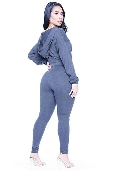 Komplet helanke i bluza kraca sa kapuljacom. Tamno siva,svetlo na lalafo.rs Komplet helanke i bluza kraca sa kapuljacom. Tamno siva,svetlo