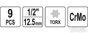Electric Power Tools: Set Torx udarnih ključeva, T20-T70, 9 kom, 1/2" – PROFI, YATO Set Torx at lalafo.rs — 5 Electric Power Tools: Set Torx udarnih ključeva, T20-T70, 9 kom, 1/2" – PROFI, YATO Set Torx — 5