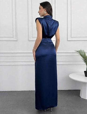 Elegantna svečana haljina od satena – tamnoplava - Materijal: glatki na lalafo.rs — 4 Elegantna svečana haljina od satena – tamnoplava - Materijal: glatki — 4