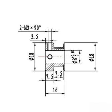 Aluminijumska GT2 pogonska remenica za CNC/3D štampače - Profil: GT2 na lalafo.rs Aluminijumska GT2 pogonska remenica za CNC/3D štampače - Profil: GT2