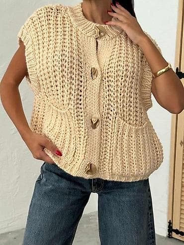 🔥Pleten prsluk bez rukava – oversized kroj - Model: debelo pletivo sa na lalafo.rs — 1 🔥Pleten prsluk bez rukava – oversized kroj - Model: debelo pletivo sa — 1