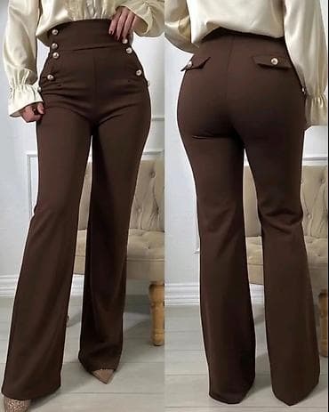 Ženske elegantne pantalone sa visokim strukom i ravno/širokim na lalafo.rs — 3 Ženske elegantne pantalone sa visokim strukom i ravno/širokim — 3