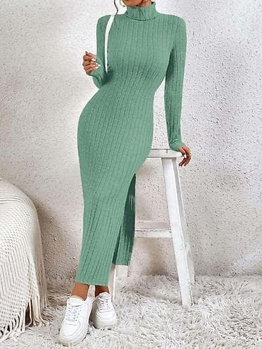 Rebrasta džemper-haljina sa rol-kragnom - Kroj: uska silueta koja na lalafo.rs — 1 Rebrasta džemper-haljina sa rol-kragnom - Kroj: uska silueta koja — 1