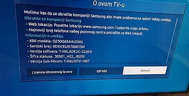 Samsung QLED TV – model QE50Q65AAUXXN Ključne informacije sa ekrana na lalafo.rs — 1 Samsung QLED TV – model QE50Q65AAUXXN Ključne informacije sa ekrana — 1
