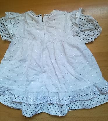 Haljina vel 2 bela sa crno belim tačkicama i čipkom, kopča se na na lalafo.rs — 2 Haljina vel 2 bela sa crno belim tačkicama i čipkom, kopča se na — 2