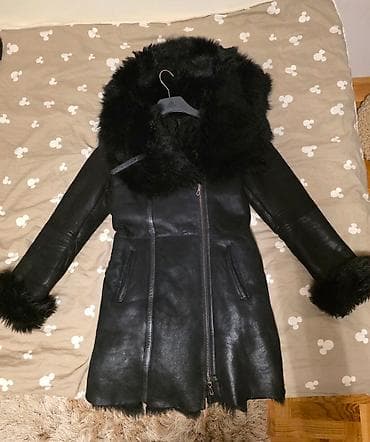 Ženska zimska jakna/kaput od crne kože sa krznom - Model: duži kaput na lalafo.rs — 1 Ženska zimska jakna/kaput od crne kože sa krznom - Model: duži kaput — 1