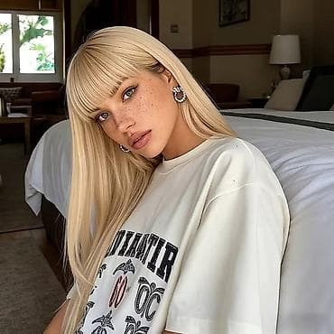 Wigs & Hair extensions: Perika – duga ravna platinasto plava sa šiškama - Stil: ravna kosa sa at lalafo.rs — 1 Wigs & Hair extensions: Perika – duga ravna platinasto plava sa šiškama - Stil: ravna kosa sa — 1