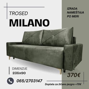 Sofe i kaučevi: Trosed na razvlacenje Milano krajnih dimenzija 235x90 moguca izrada u na lalafo.rs Sofe i kaučevi: Trosed na razvlacenje Milano krajnih dimenzija 235x90 moguca izrada u