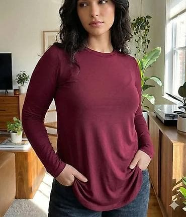 Ženska basic majica dugih rukava - Model: klasičan kružni izrez, dugi na lalafo.rs — 1 Ženska basic majica dugih rukava - Model: klasičan kružni izrez, dugi — 1