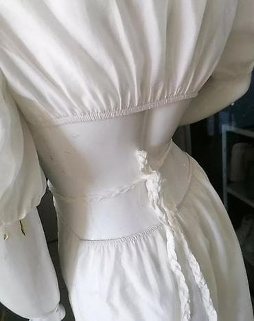 Belo mini haljina sa puf rukavima i ukrasnim strukom - Boja: čista na lalafo.rs — 5 Belo mini haljina sa puf rukavima i ukrasnim strukom - Boja: čista — 5