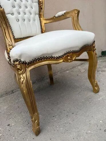 Stilske fotelje: Stilska Fotelja / Polufotelja u Pozlati 🛋️ U odličnom stanju, kao na na lalafo.rs — 5 Stilske fotelje: Stilska Fotelja / Polufotelja u Pozlati 🛋️ U odličnom stanju, kao na — 5