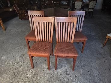 Sets of table and chairs: Drveni trpezarijski set – okrugli/višekutni sto sa 4 stolice - at lalafo.rs — 4 Sets of table and chairs: Drveni trpezarijski set – okrugli/višekutni sto sa 4 stolice - — 4