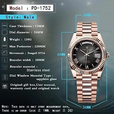 PAGANI DESIGN PD-1752 -36mm-Roze z./Zelena- Rolex Day-Date Potpuno na lalafo.rs — 2 PAGANI DESIGN PD-1752 -36mm-Roze z./Zelena- Rolex Day-Date Potpuno — 2