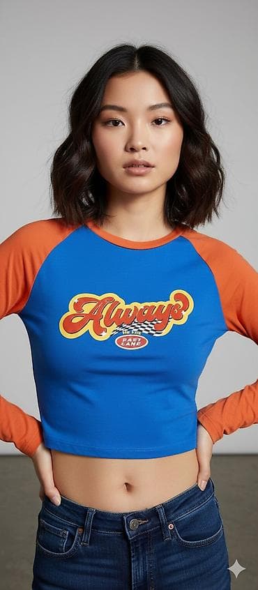 Ženska crop majica sa dugim raglan rukavima - Model: kratka (crop) na lalafo.rs Ženska crop majica sa dugim raglan rukavima - Model: kratka (crop)