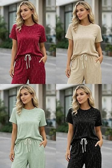 Dvodeli ženski set za slobodno vreme - Model: kratka majica sa na lalafo.rs Dvodeli ženski set za slobodno vreme - Model: kratka majica sa