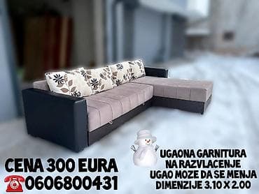 Ugaona garnitura na razvlačenje. - Dimenzije: 3,10 x 2,00 m - Ugao na lalafo.rs — 1 Ugaona garnitura na razvlačenje. - Dimenzije: 3,10 x 2,00 m - Ugao — 1