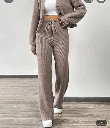 Elegantne pantalone širokih nogavica, sive boje, sa pertlama u struku na lalafo.rs — 5 Elegantne pantalone širokih nogavica, sive boje, sa pertlama u struku — 5