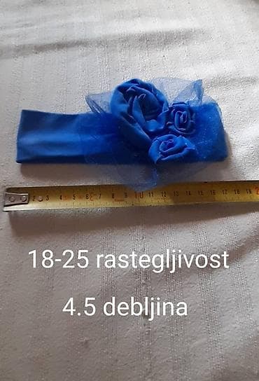 Plava elastična traka za kosu sa dekorativnim cvetovima i tilom. - na lalafo.rs — 1 Plava elastična traka za kosu sa dekorativnim cvetovima i tilom. - — 1