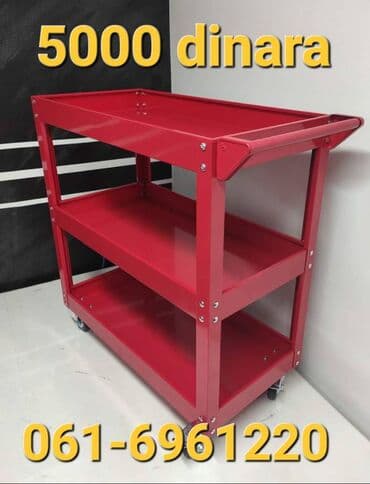 Metalna servisna kolica na točkićima – crvena, sa tri police. - na lalafo.rs Metalna servisna kolica na točkićima – crvena, sa tri police. -