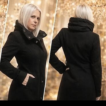 Ženski elegantni kaput – crni - Kroj: strukiran, dužina do iznad na lalafo.rs Ženski elegantni kaput – crni - Kroj: strukiran, dužina do iznad