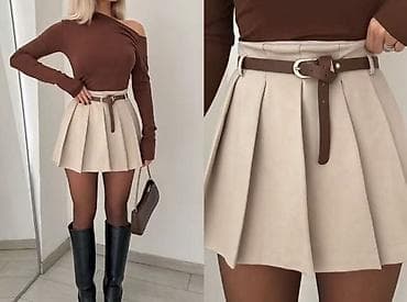 Velicine S,M,L Mini suknja sa faltama i kaišem - Kroj: A-linija na lalafo.rs — 1 Velicine S,M,L Mini suknja sa faltama i kaišem - Kroj: A-linija — 1