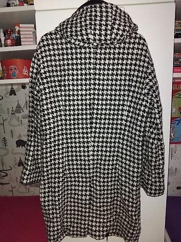 Ženski zimski kaput sa šarom „pseći zub” (crno-belo) - Dužina do na lalafo.rs — 3 Ženski zimski kaput sa šarom „pseći zub” (crno-belo) - Dužina do — 3